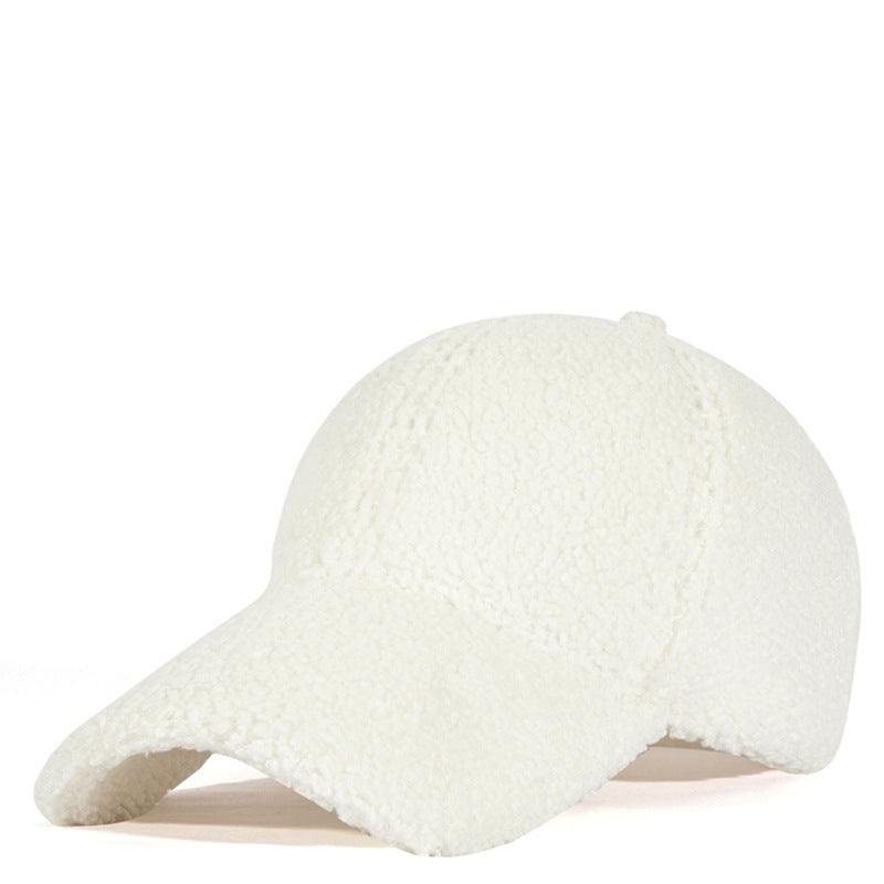 Sherpa Fleece Curved Brim Baseball Cap - Off_White