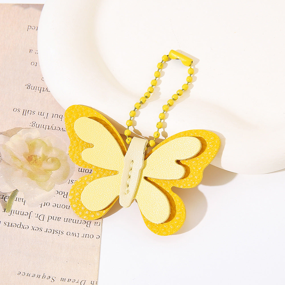 Layered Butterfly Bag Charm Pendant - Yellow