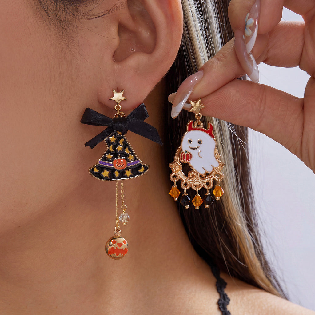 Mismatched Halloween Charm Dangle Earrings - NO-1