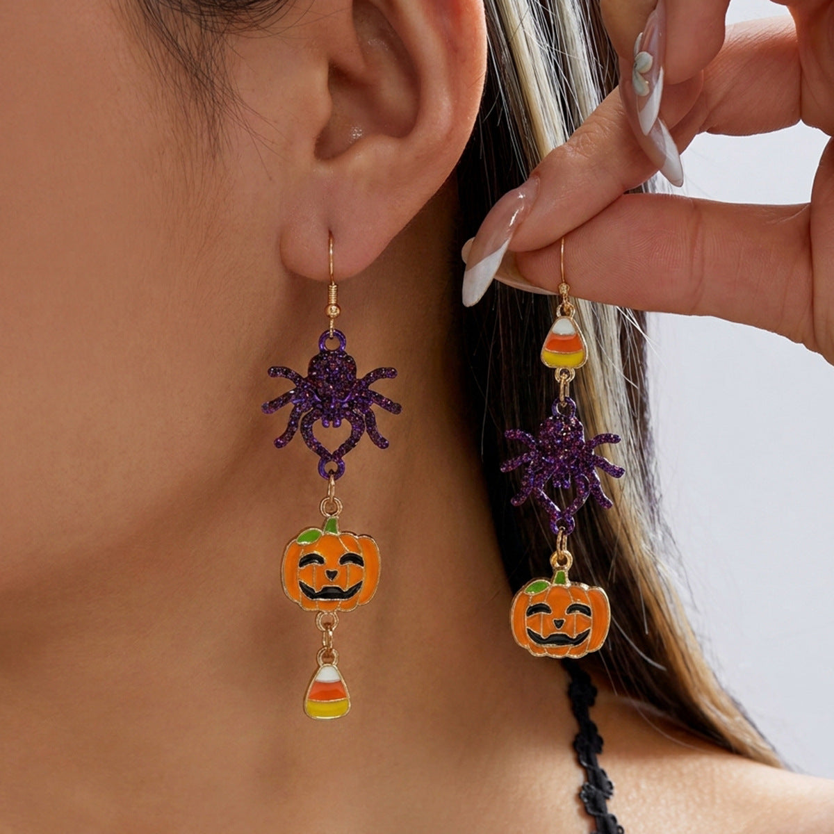 Mismatched Halloween Charm Dangle Earrings - NO-2