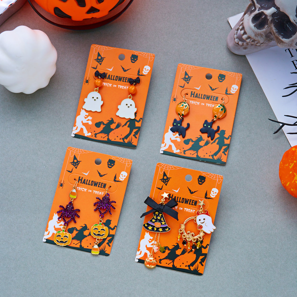 Mismatched Halloween Charm Dangle Earrings - NO-4 - 1