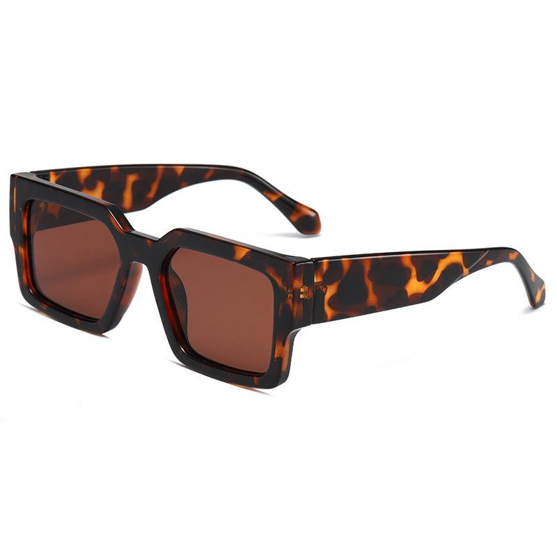 Bold Square Frame Sunglasses with Wide Arms - Brown