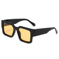Bold Square Frame Sunglasses with Wide Arms - Yellow