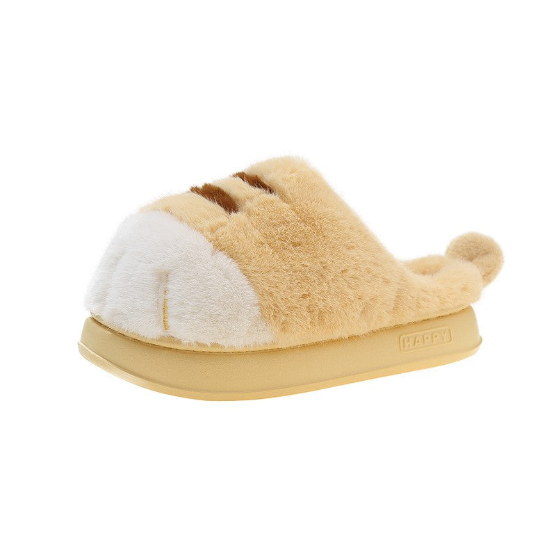 Fluffy Cat Paw Platform House Slippers