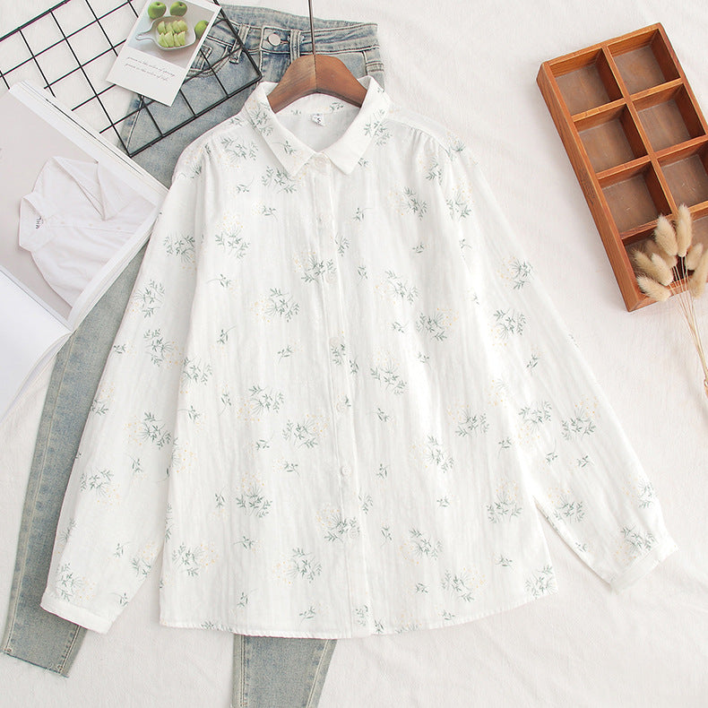 Ditsy Print Cotton Gauze Button Down Shirt - view 13
