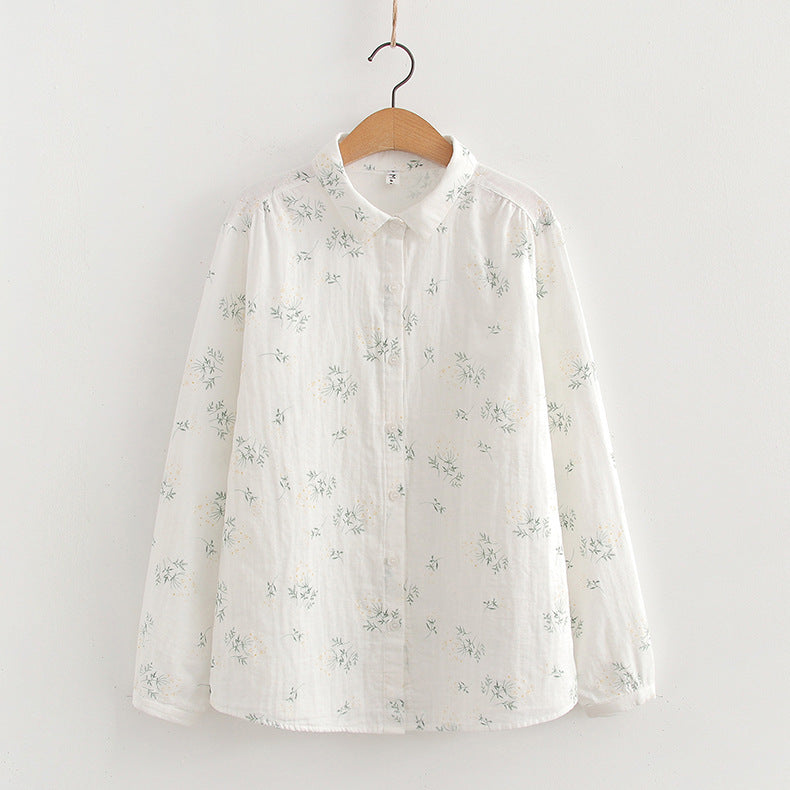 Ditsy Print Cotton Gauze Button Down Shirt - view 14