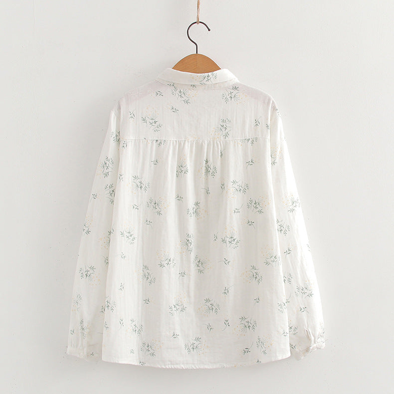 Ditsy Print Cotton Gauze Button Down Shirt - view 15