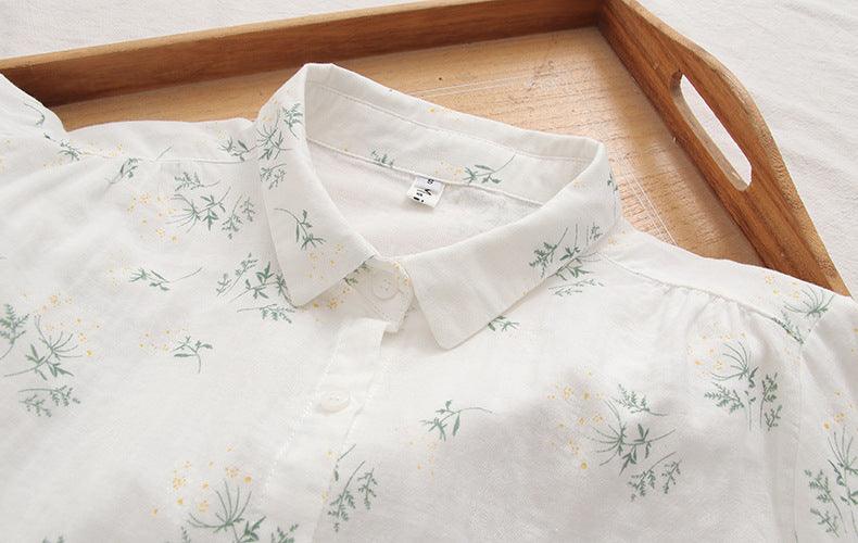 Ditsy Print Cotton Gauze Button Down Shirt - view 16