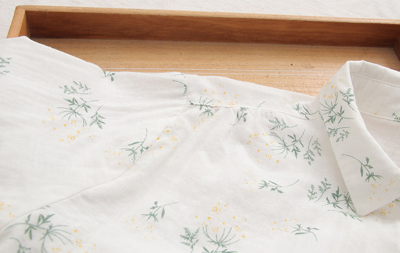 Ditsy Print Cotton Gauze Button Down Shirt - view 17