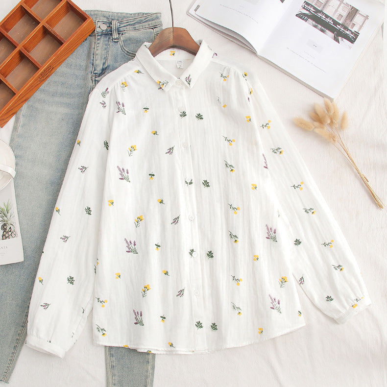 Ditsy Print Cotton Gauze Button Down Shirt - view 1