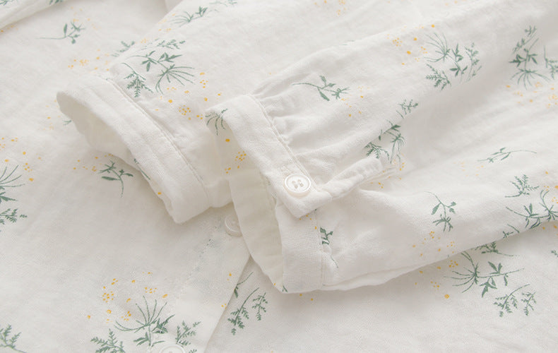 Ditsy Print Cotton Gauze Button Down Shirt - view 23