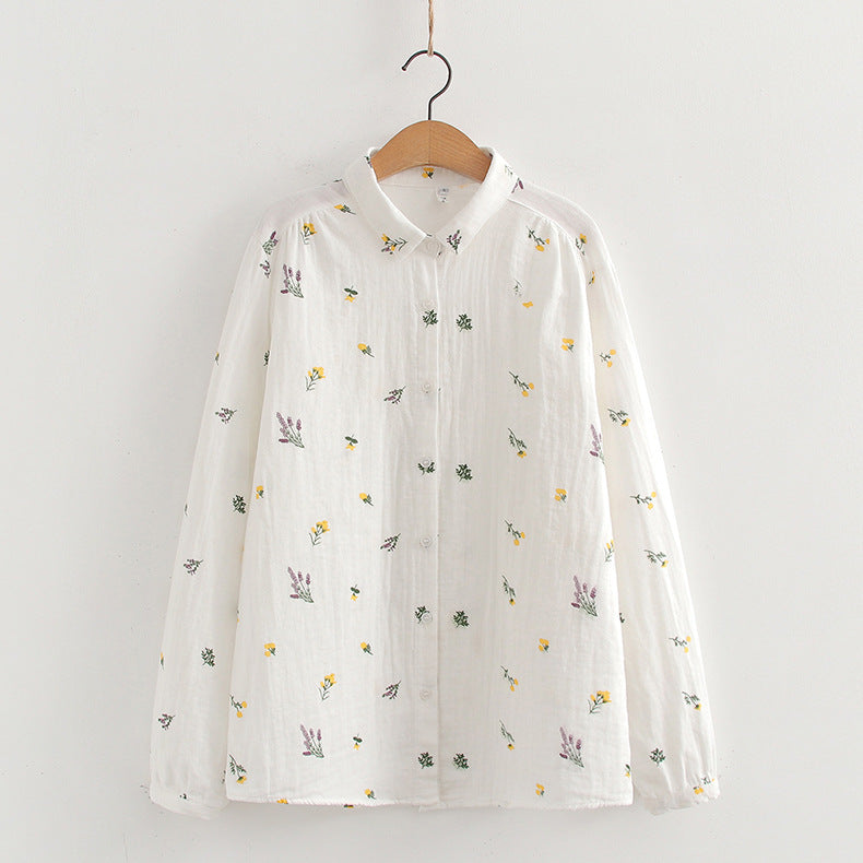Ditsy Print Cotton Gauze Button Down Shirt - view 2