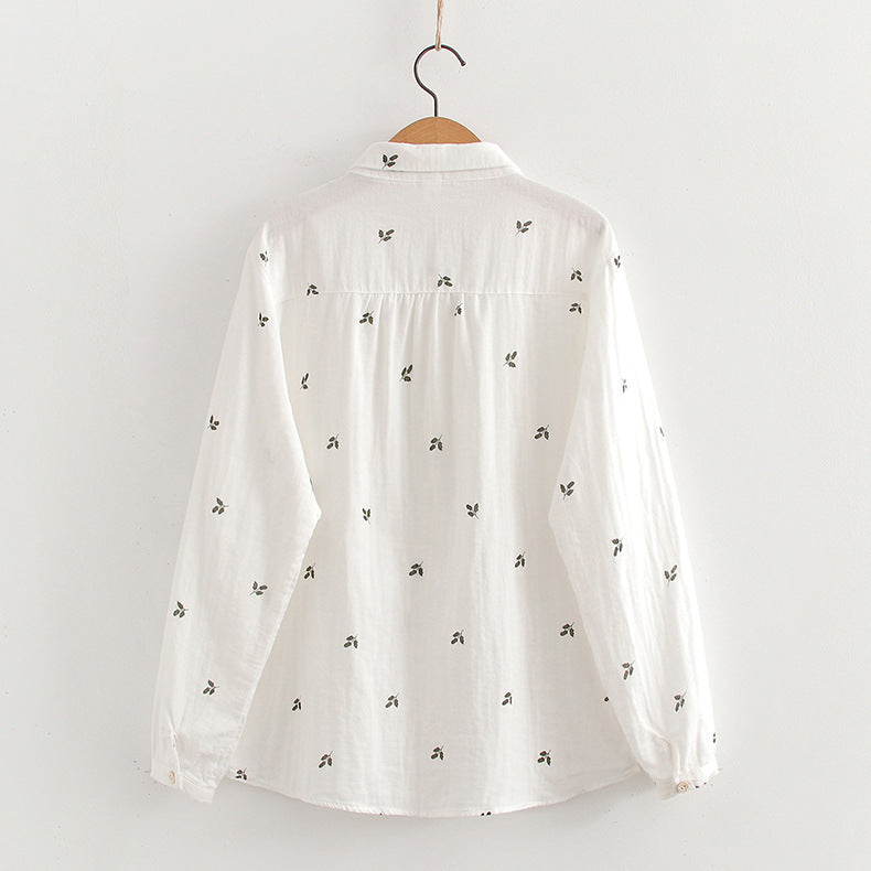 Ditsy Print Cotton Gauze Button Down Shirt - view 7