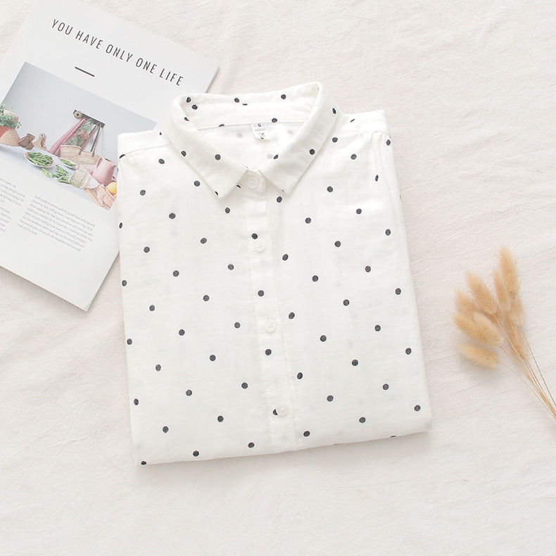 Ditsy Print Cotton Gauze Button Down Shirt - view 8