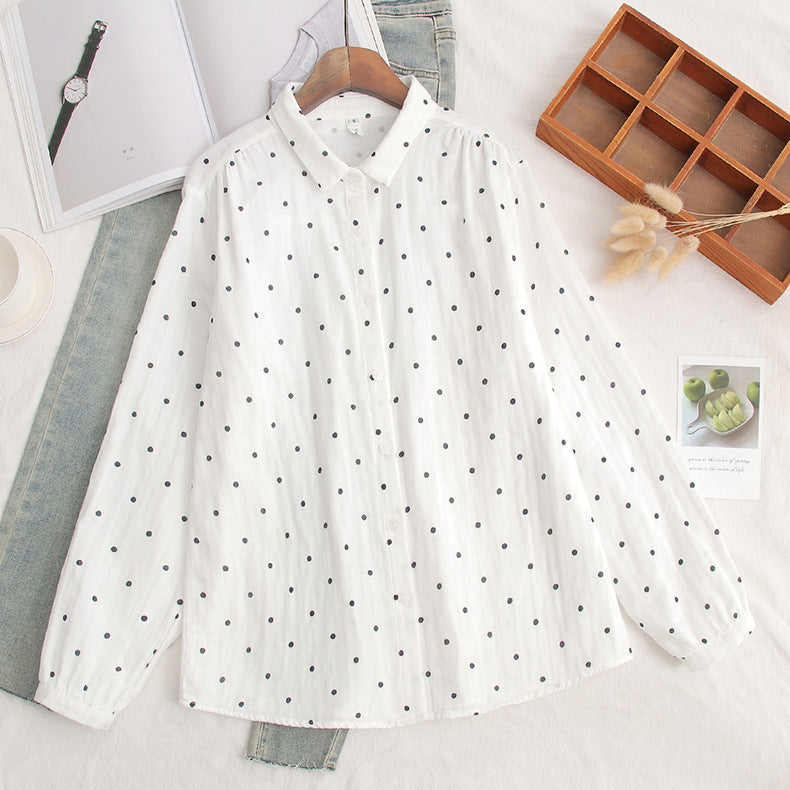 Ditsy Print Cotton Gauze Button Down Shirt - view 9