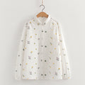 Ditsy Print Cotton Gauze Button Down Shirt - lavender