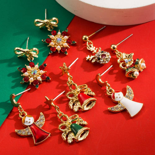 Angel And Bell Festive Drop Earrings