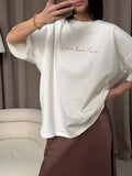 Script Love Print Oversized Cotton Tee - White