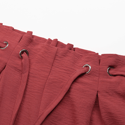 Paperbag Waist Belted Pleated Shorts - Red - 1
