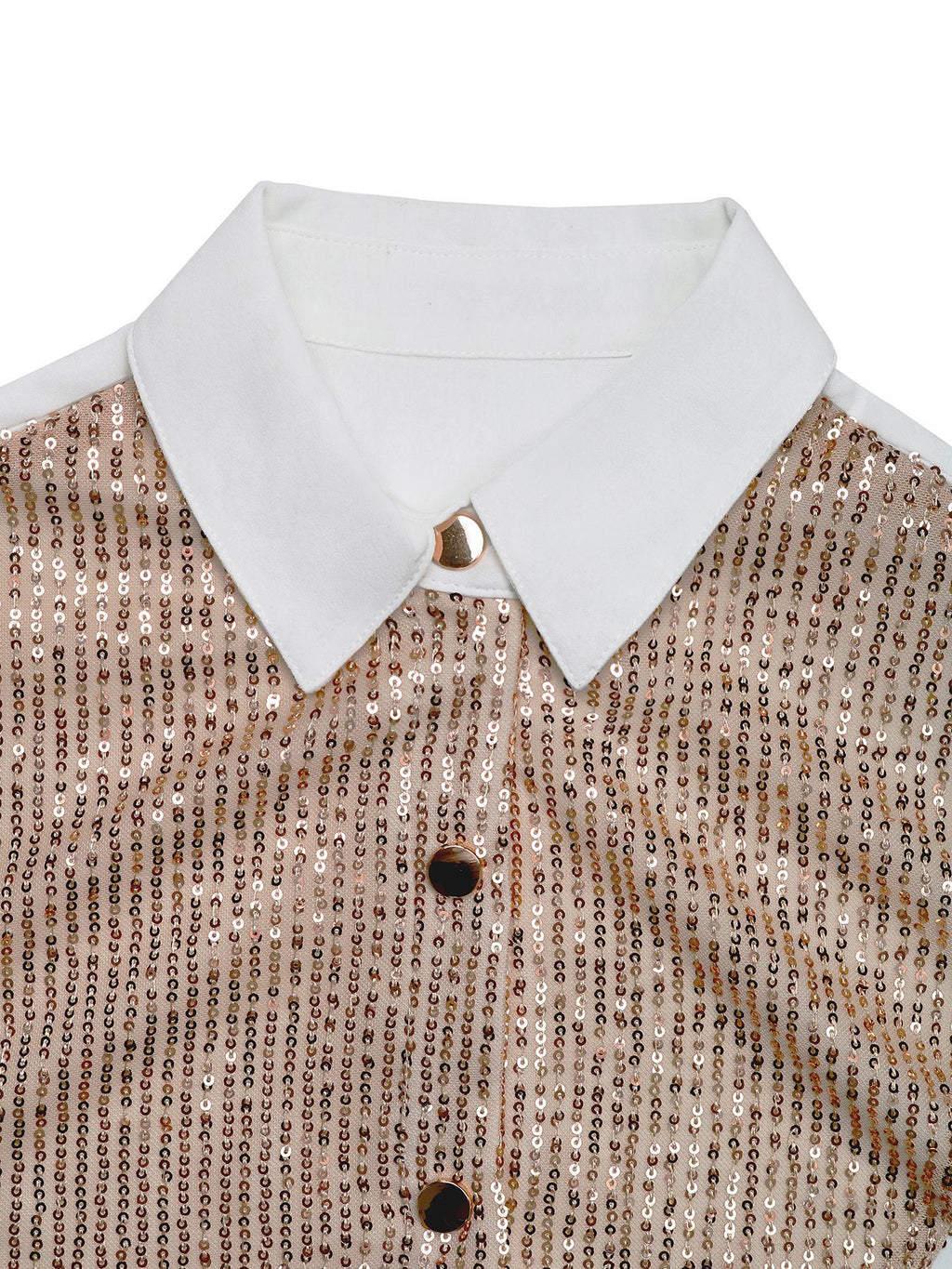 Sequin Panel Oversized Poplin Shirt - White - 1