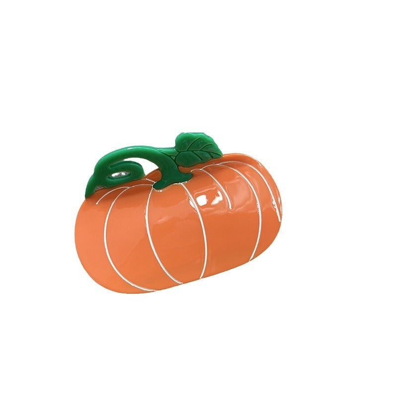 Glossy Pumpkin Shaped Hair Claw Clip - Pumpkin