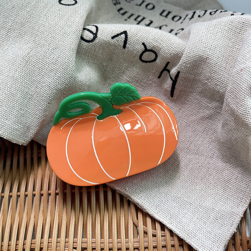 Glossy Pumpkin Shaped Hair Claw Clip - Pumpkin - 1