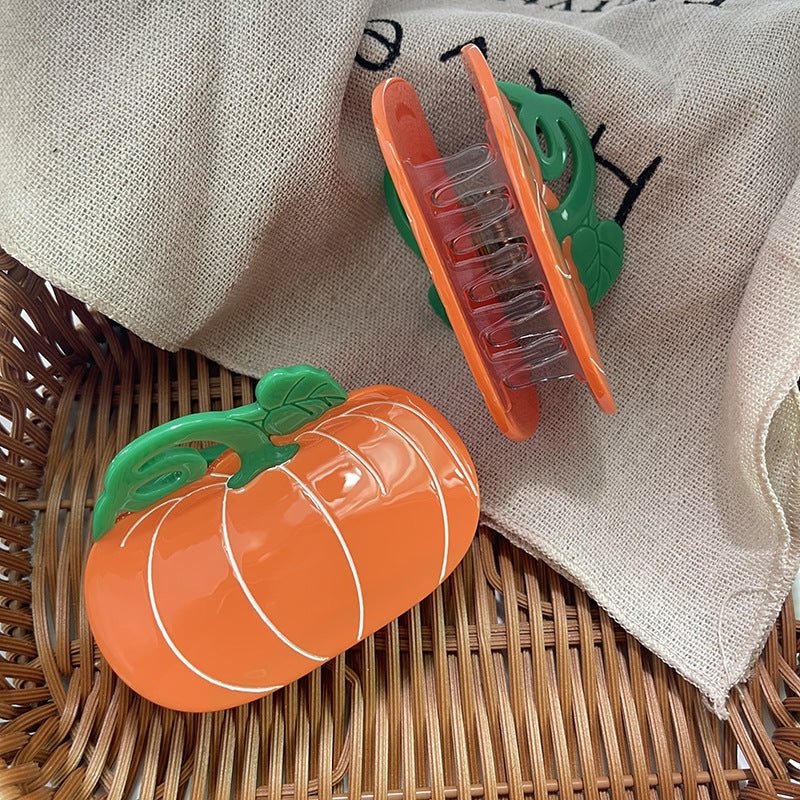 Glossy Pumpkin Shaped Hair Claw Clip - Pumpkin - 2