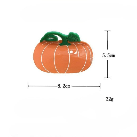 Glossy Pumpkin Shaped Hair Claw Clip - Pumpkin - 3