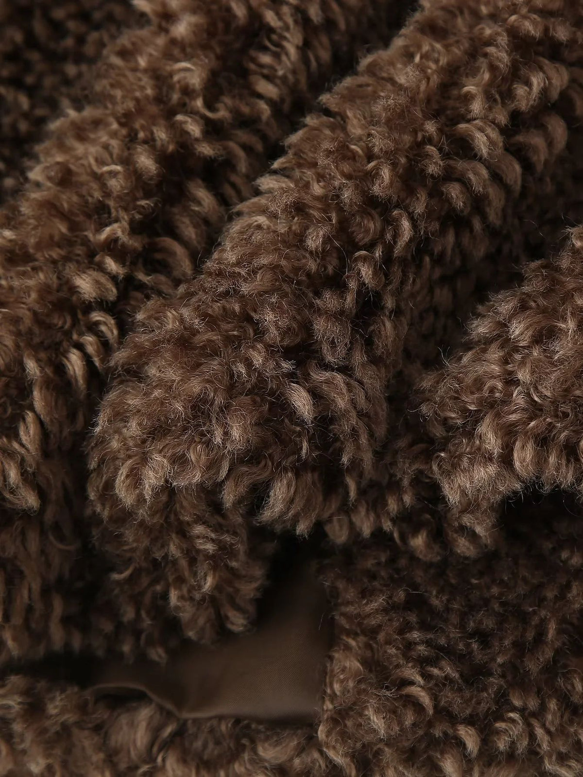 Curly Faux Fur Lapel Cropped Coat - Coffee - 9