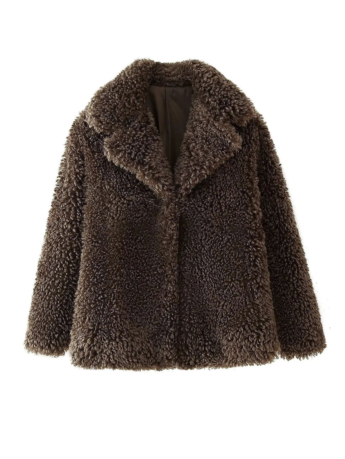 Curly Faux Fur Lapel Cropped Coat