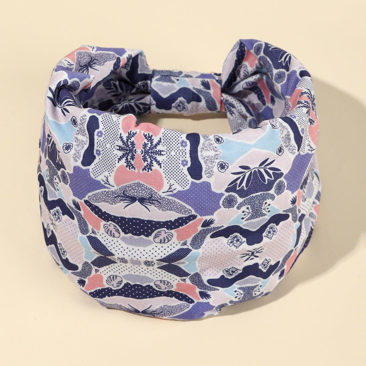 Knotted Wide Printed Sports Headband - LavenderPurple