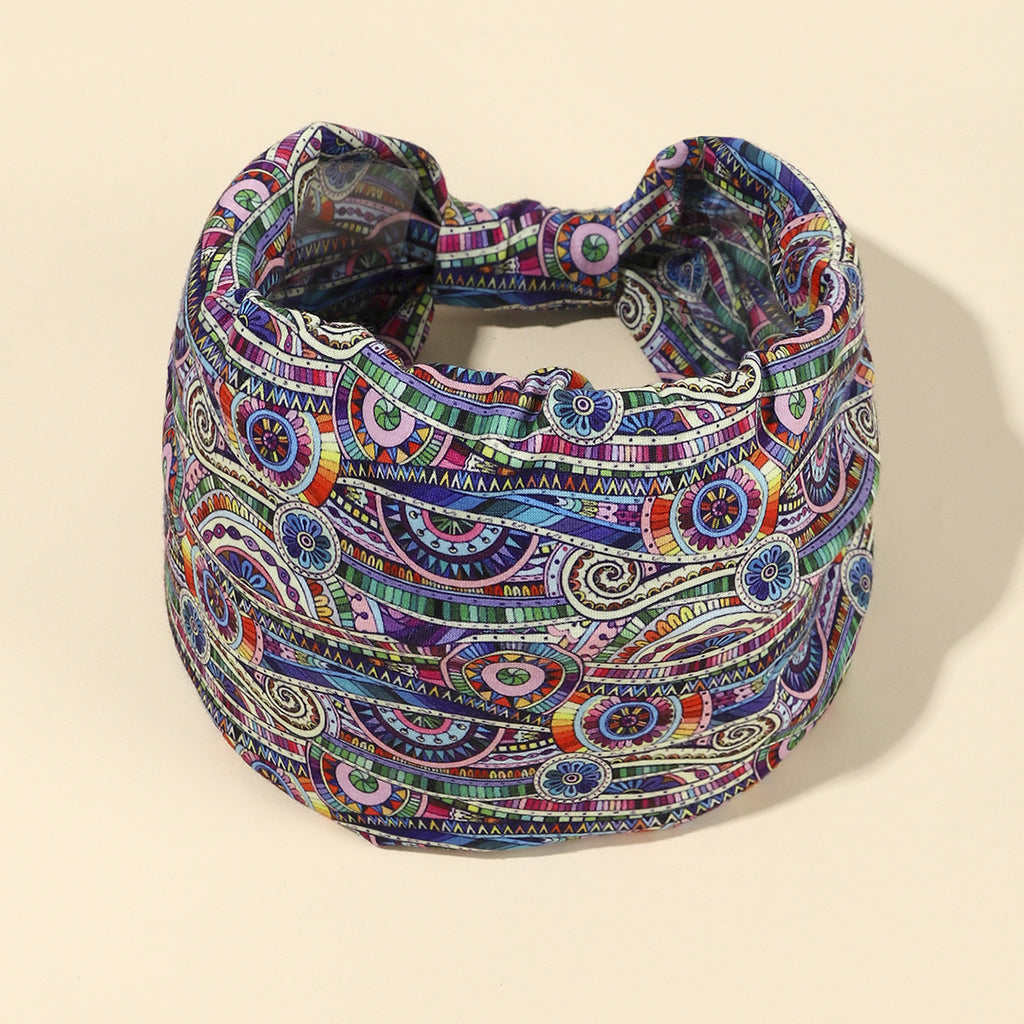 Knotted Wide Printed Sports Headband - Purple