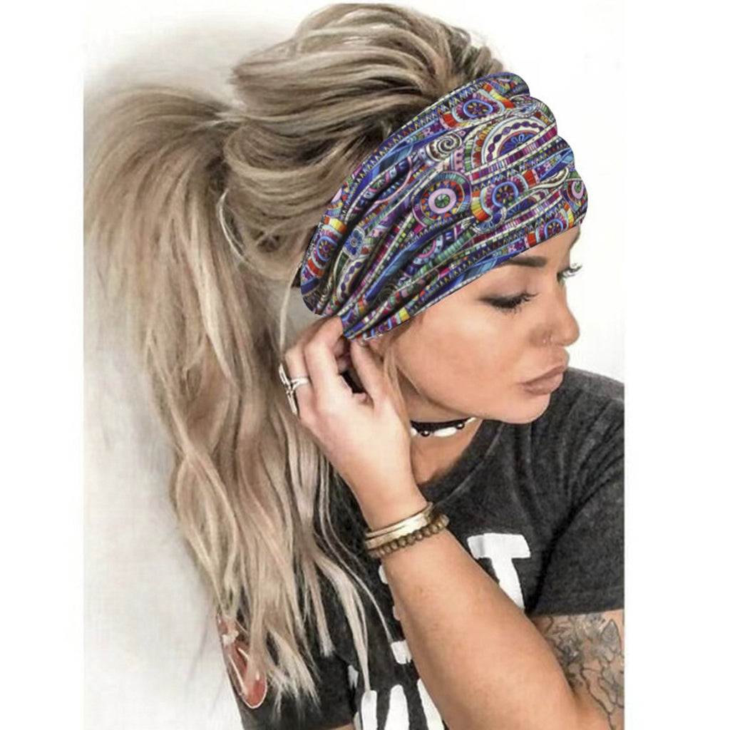 Knotted Wide Printed Sports Headband - view 2