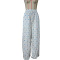 Striped Floral Drawstring Wide Leg Pants - Apricot-B