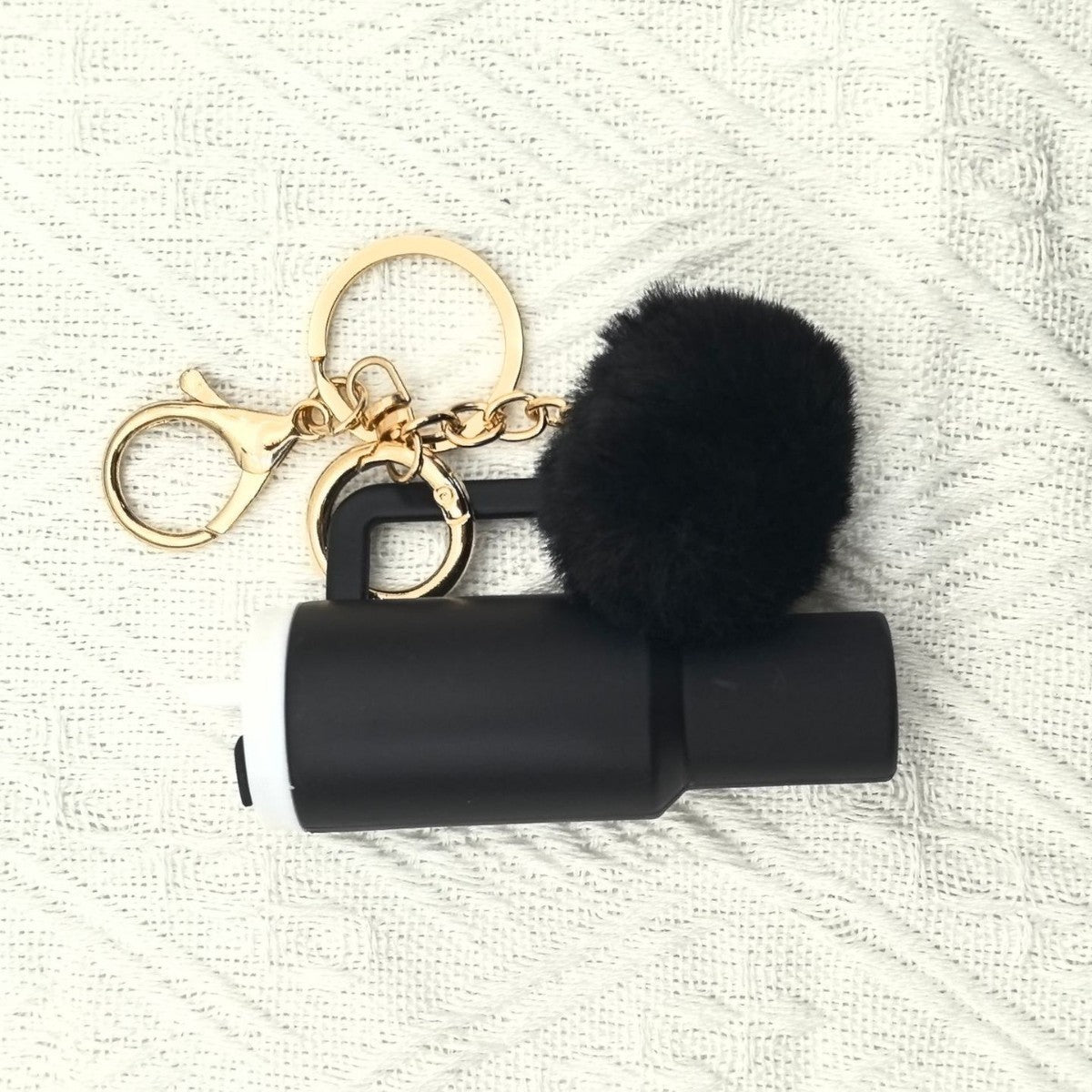 Mini Tumbler Pom Pom Keychain - Black