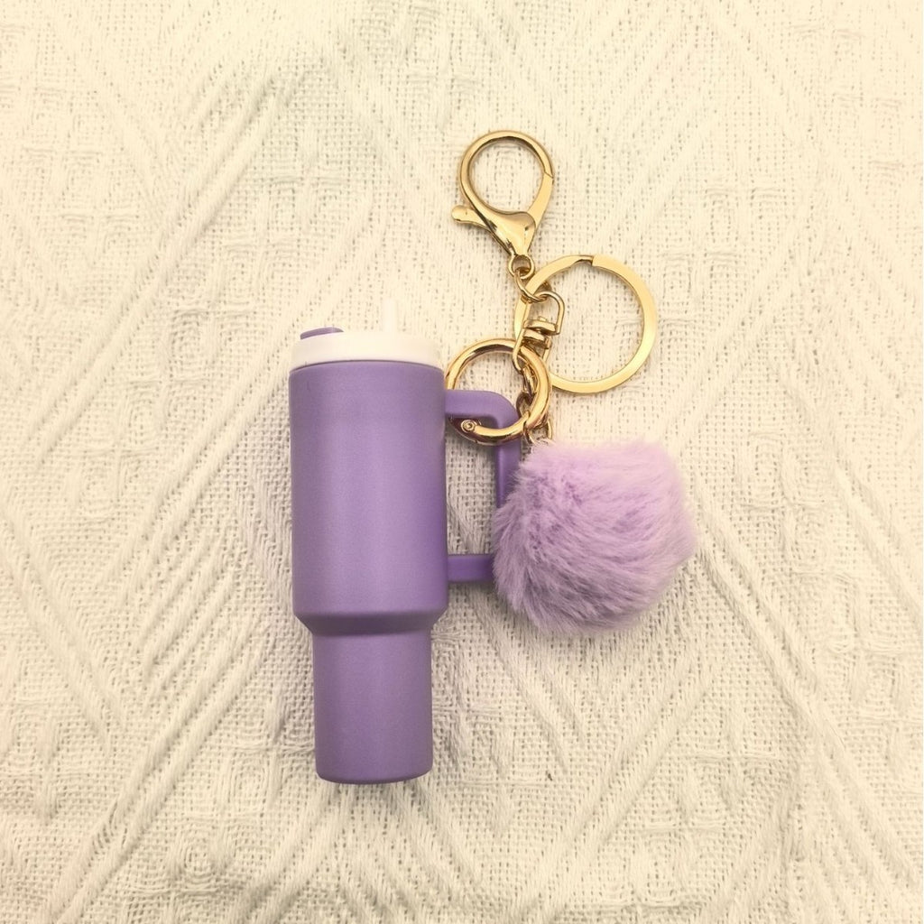 Mini Tumbler Pom Pom Keychain - Lightpurple