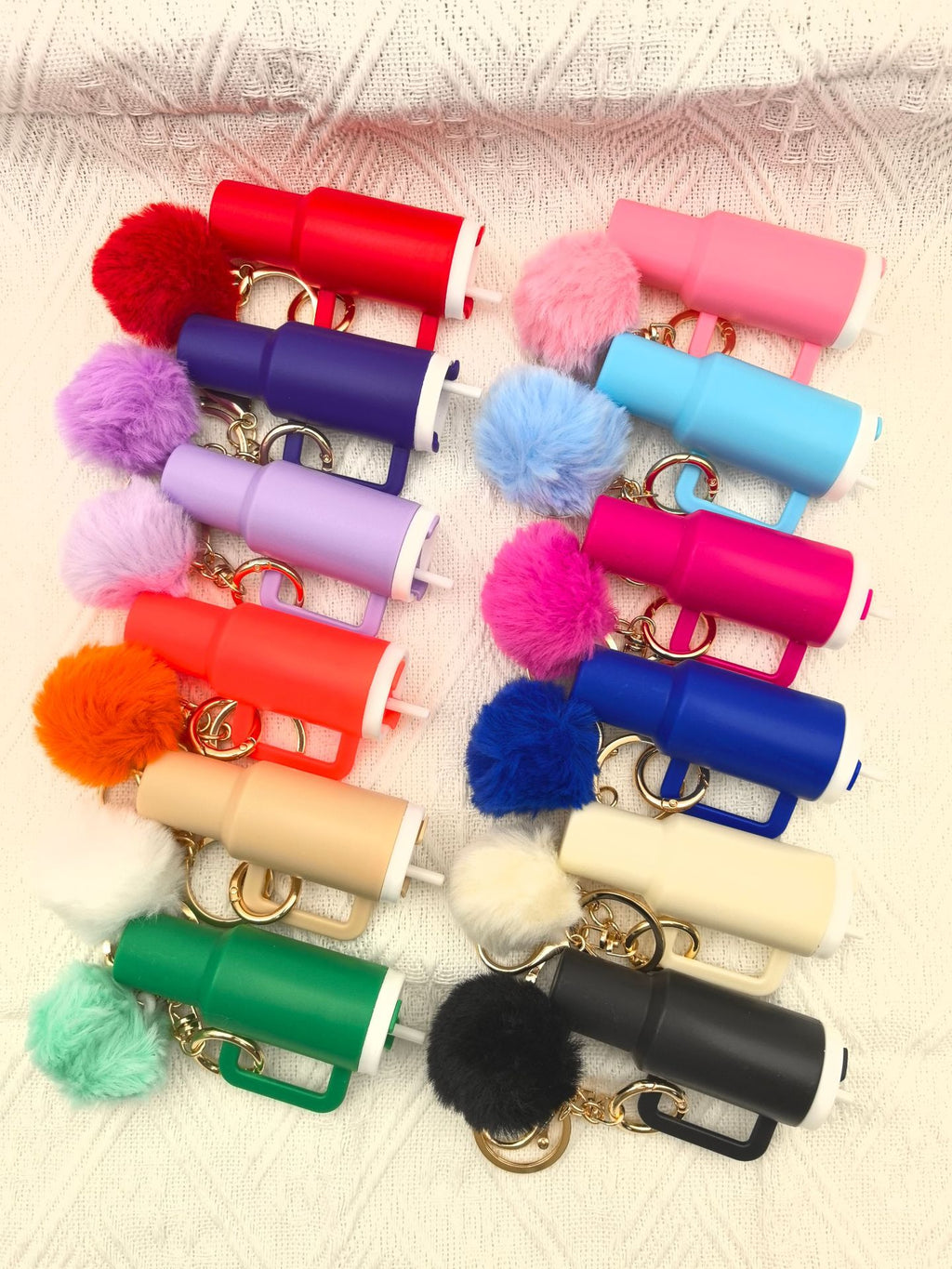Mini Tumbler Pom Pom Keychain