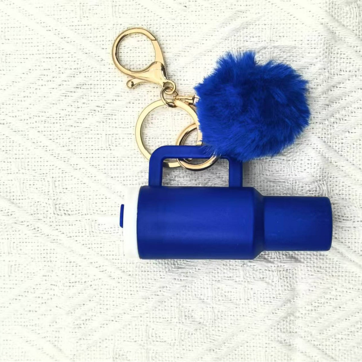Mini Tumbler Pom Pom Keychain - royal