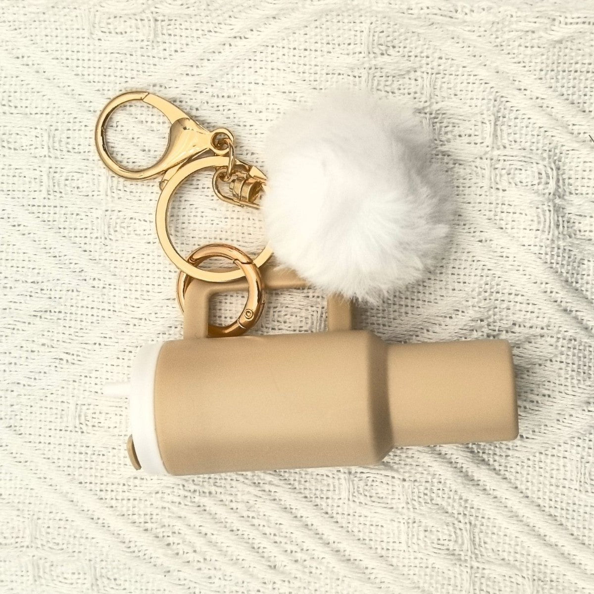 Mini Tumbler Pom Pom Keychain - sand
