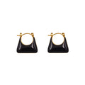 Mini Handbag Shaped Enamel Drop Earrings - Black