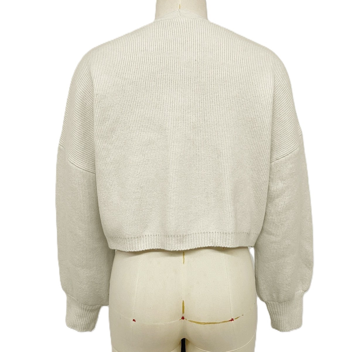 Cropped Open Front Cardigan With Line Art Flowers - Beige - 2