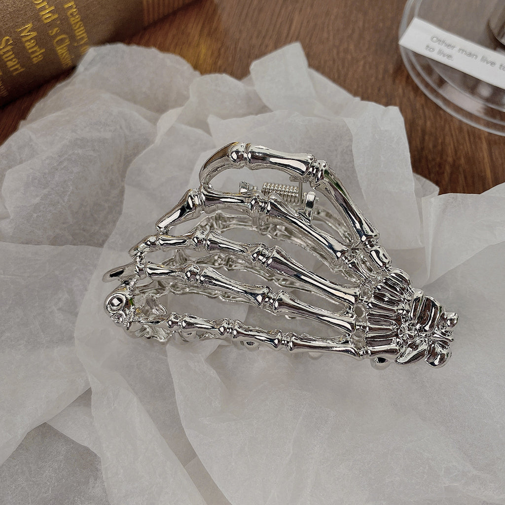 Gothic Skeleton Hand Spider Metal Hair Claw - C1