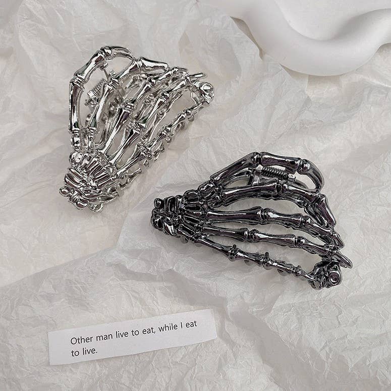 Gothic Skeleton Hand Spider Metal Hair Claw
