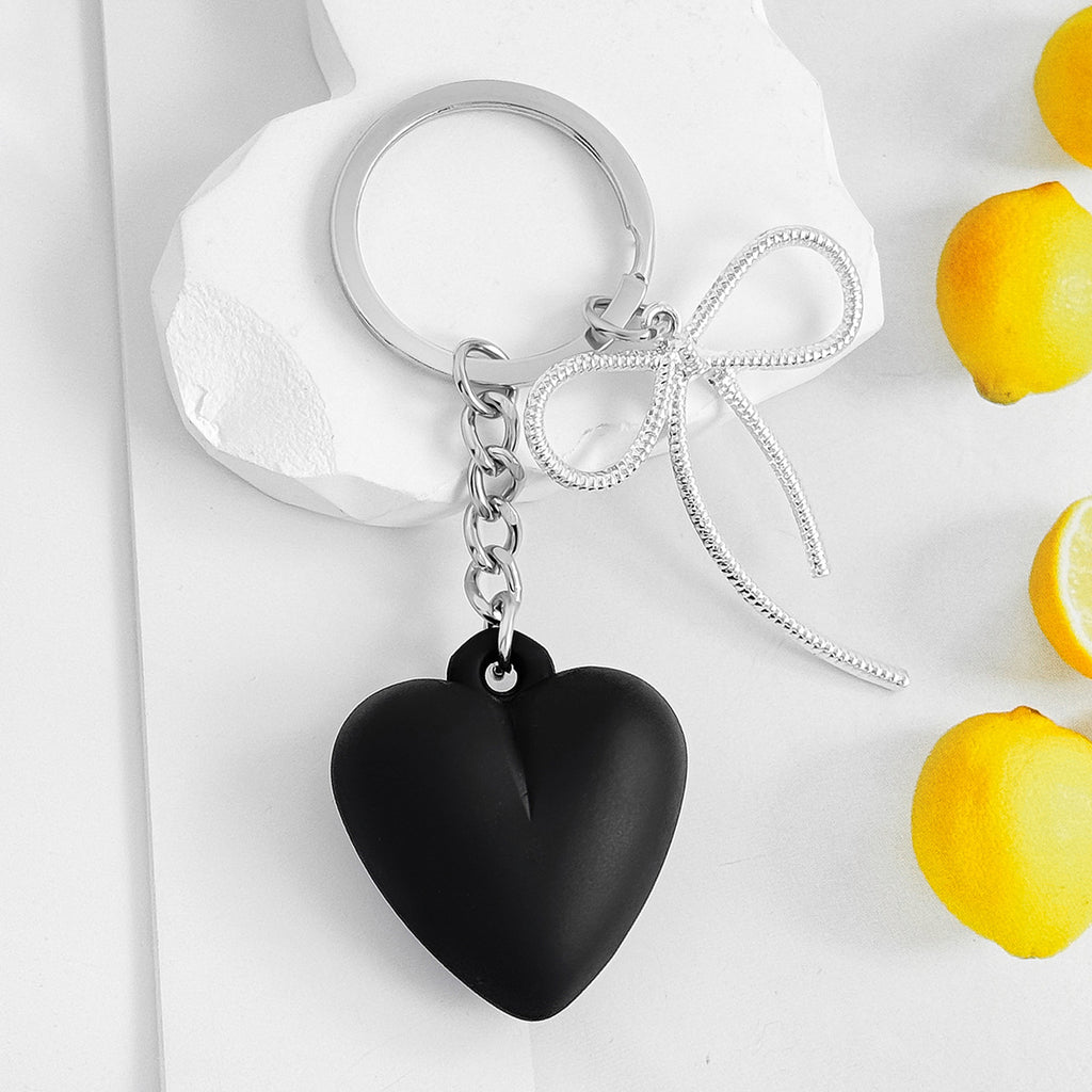 Glossy Heart and Ribbon Bow Keychain - Color_2