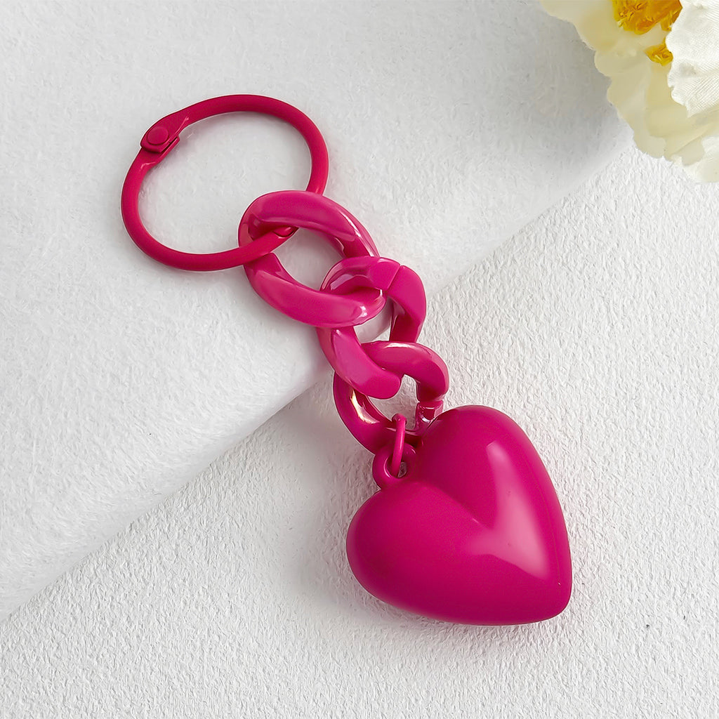 Glossy Heart and Ribbon Bow Keychain - Color_6