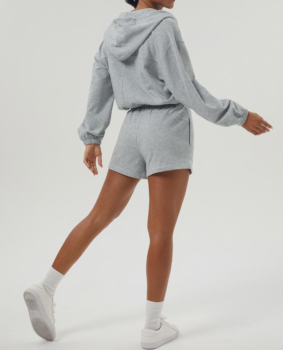 Zip Hoodie And Running Shorts Set - Flowerash - 1