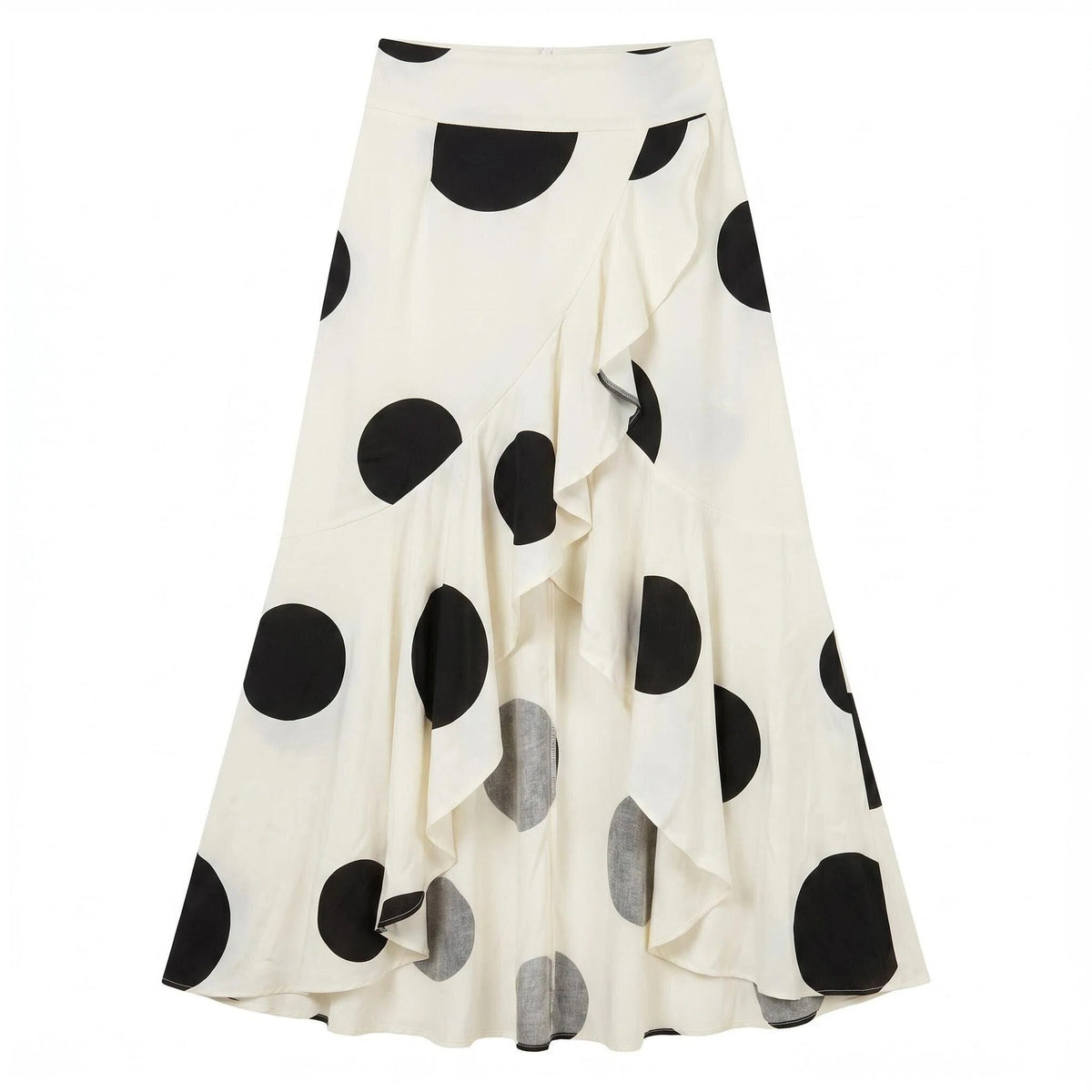Ruffled Wrap Maxi Skirt With High Slit - Begie
