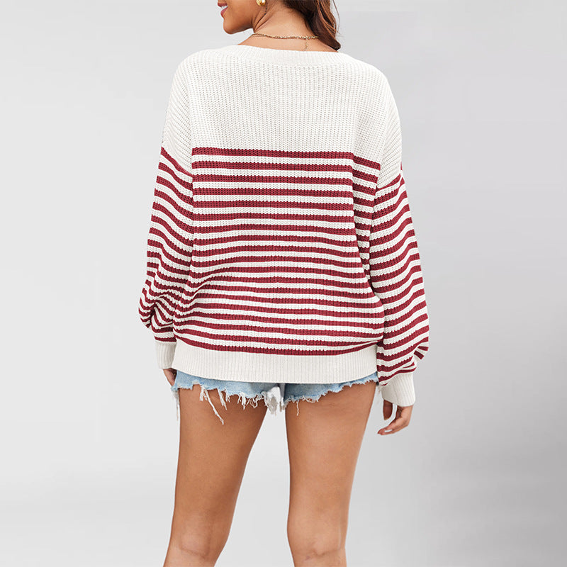 Breton Stripe Boat Neck Oversized Sweater