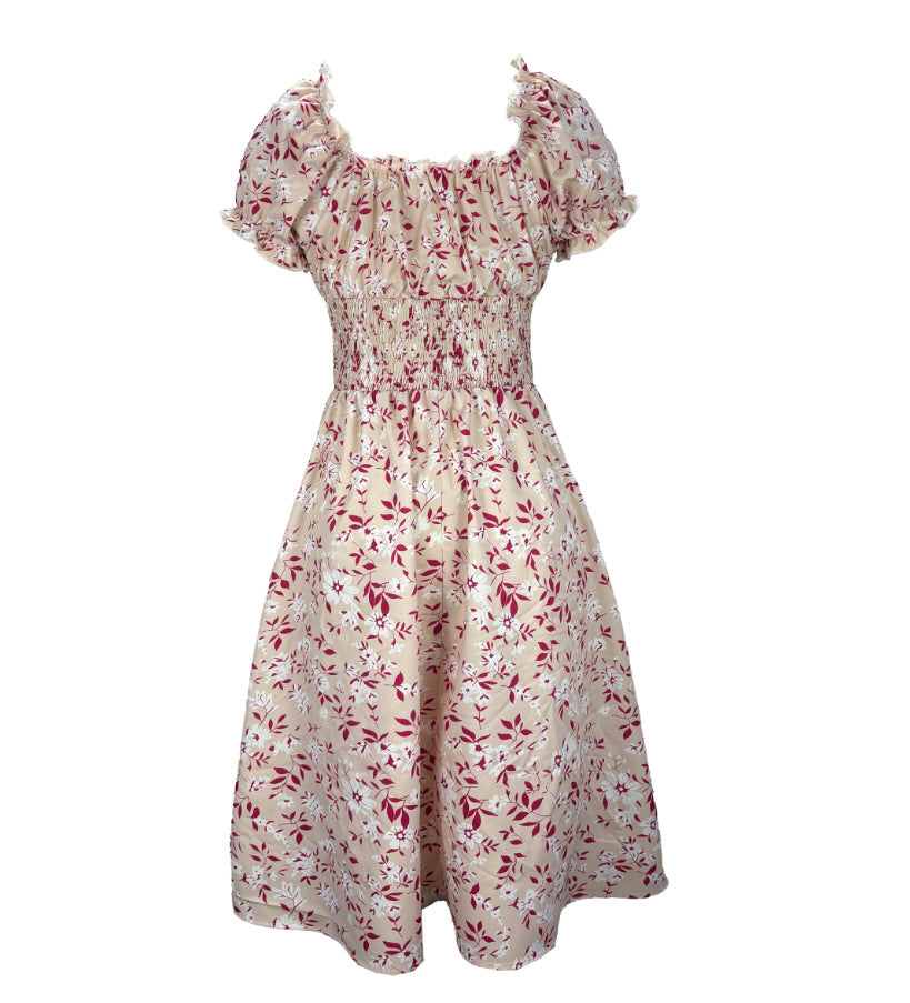 Ditsy Floral Puff Sleeve Smocked Midi Dress - view 3