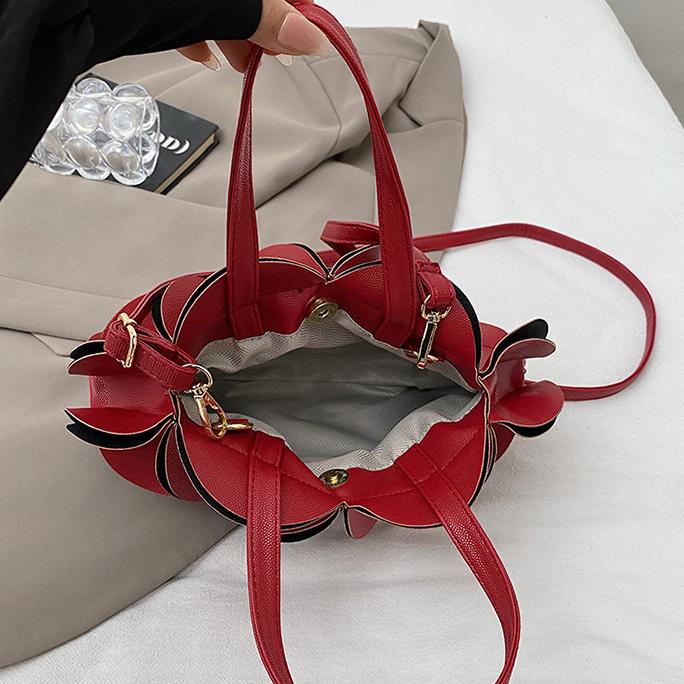 Petal Flower Top Handle Crossbody Bag - Red - 7